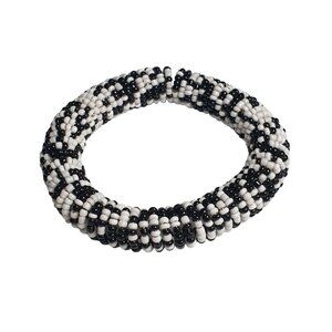 Spring Bead Women Necklace Black White Adjustable Stretch Costume Fashion Bangle